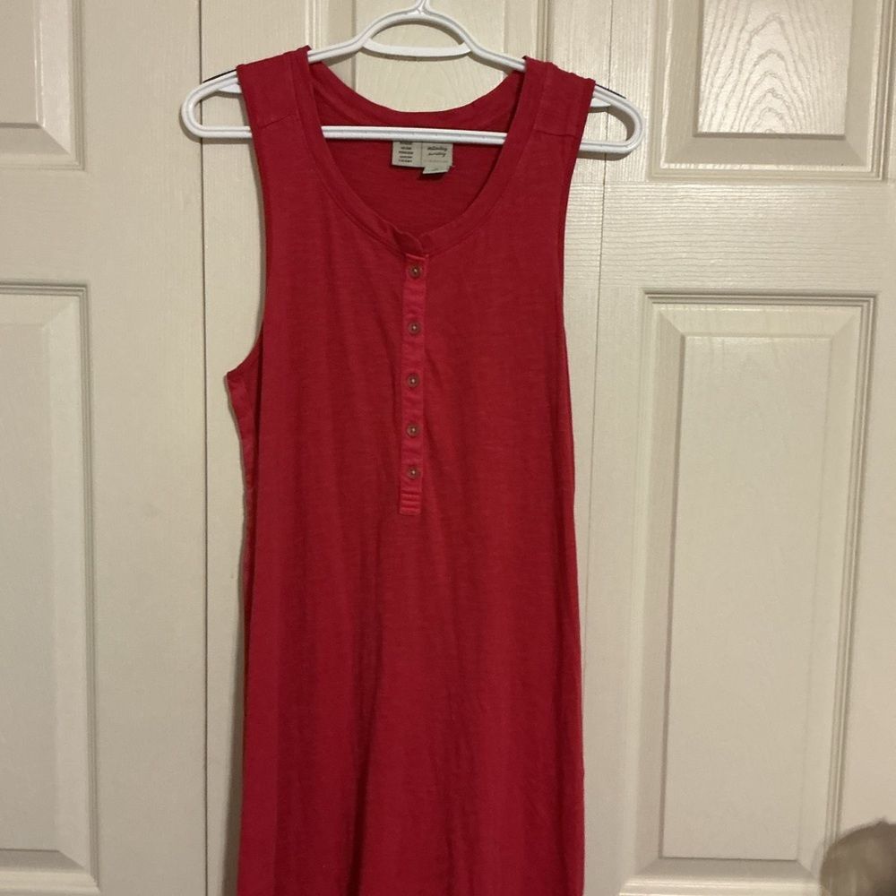Anthropologie Vibrant Red Button-Front tank style Maxi Dress button Medium